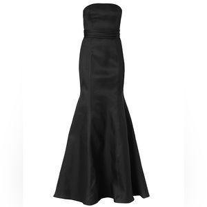 Carolina Herrera Icon Waist-Knot Silk Trumpet Gown Black Dress